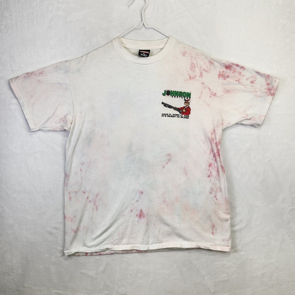 Vtg 1993 Big Johnson Shotguns Tee‎ Oneita USA XL Single Stitch Bleed Tie Dye